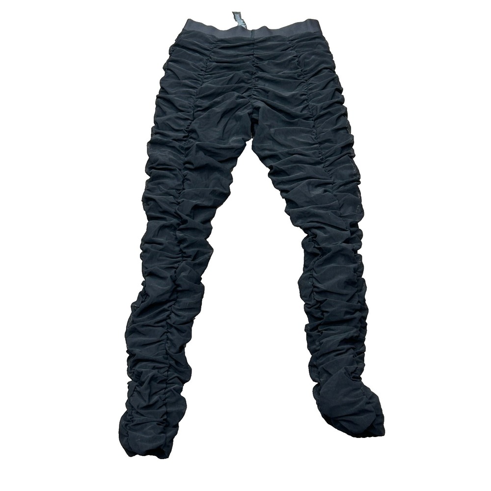 Savage X Fenty Leggings Womens Medium Black‎ Ruched Mesh Sport High Rise